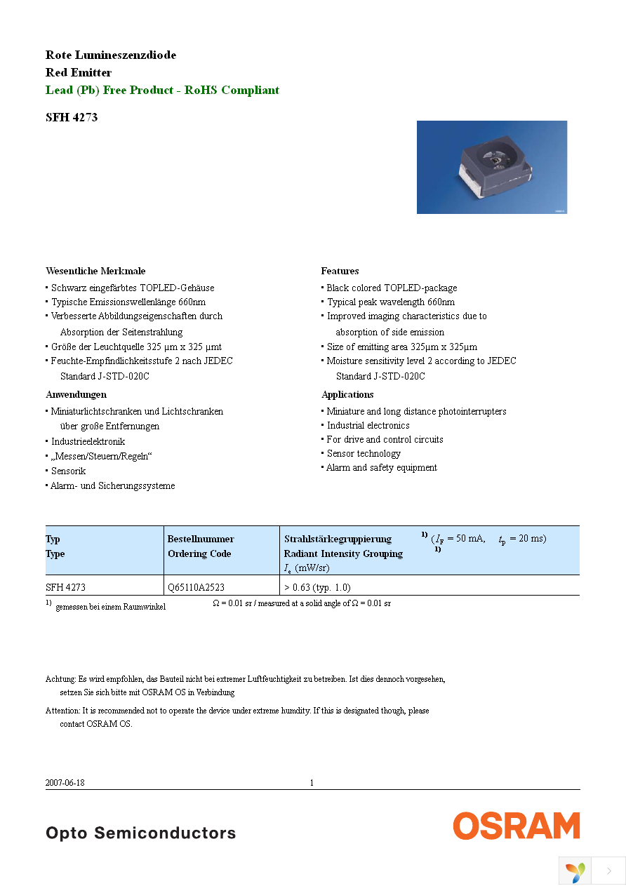 SFH 4273-Z Page 1